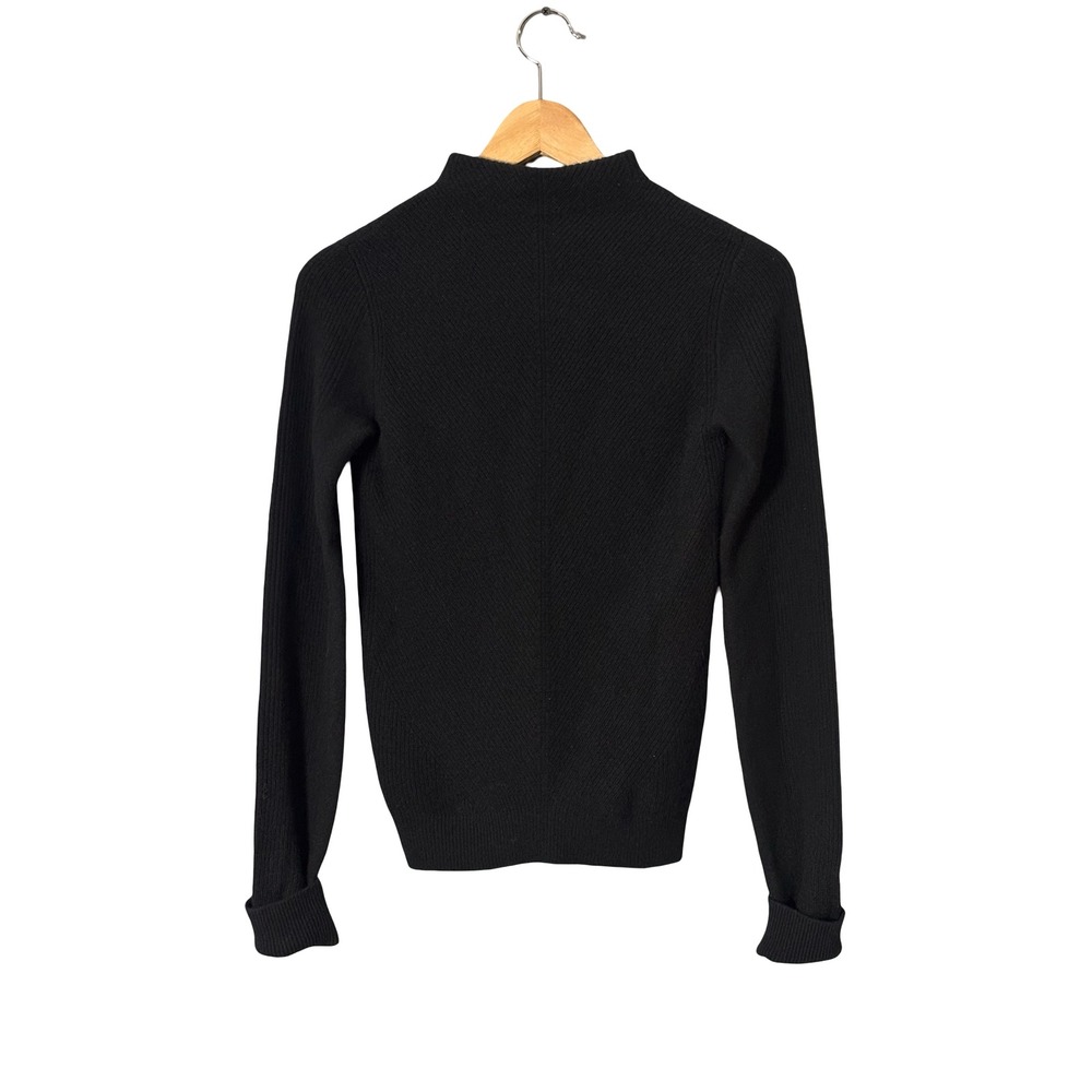 Anthropologie Pine Mongolian Cashmere Mock Neck Ribbed Sweater XS Black